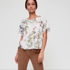 Aritzia Little Moon Kiara Flutter Sleeve Blouse